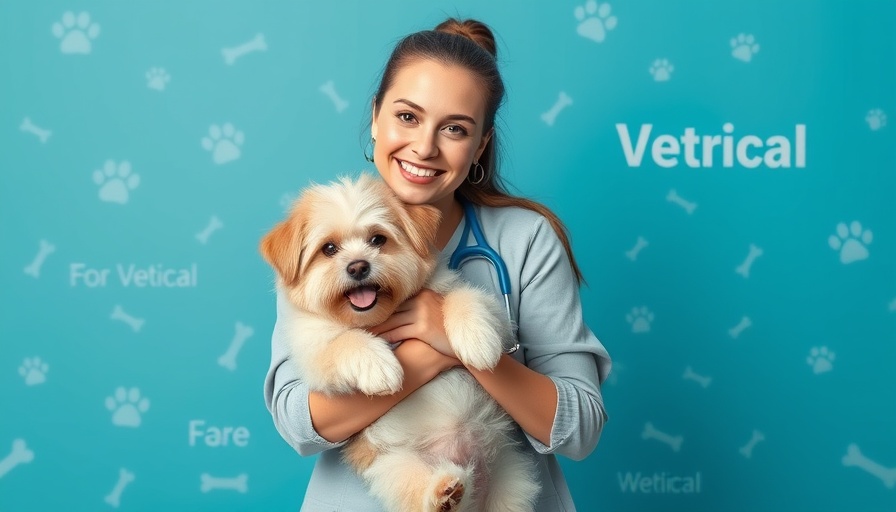 Smiling female vet holding a fluffy dog, advice for dog owners.
