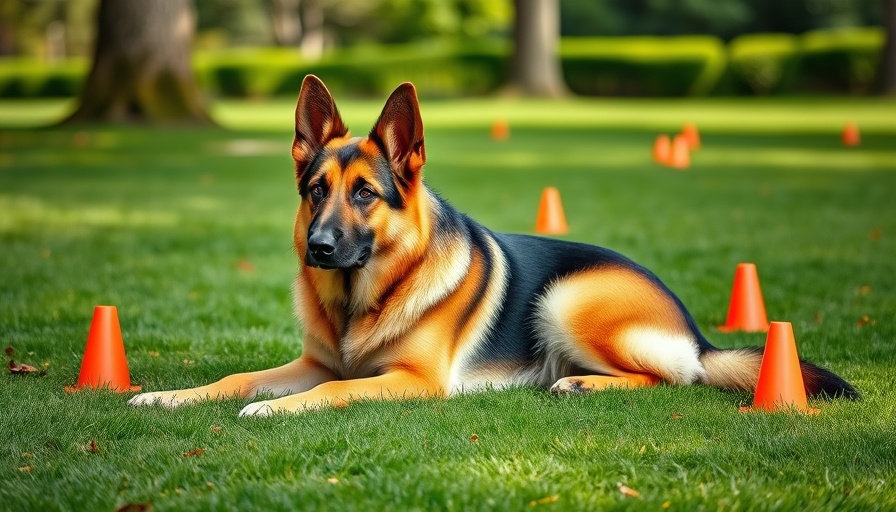 Train your German Shepherd: attentive dog in a park setting.