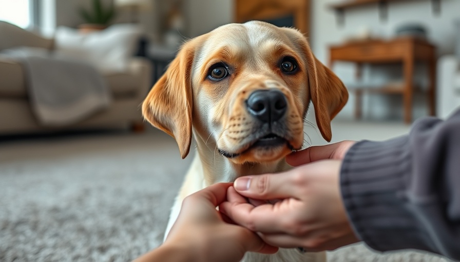 Labrador retriever sniffing human hand, detecting Parkinson’s disease.