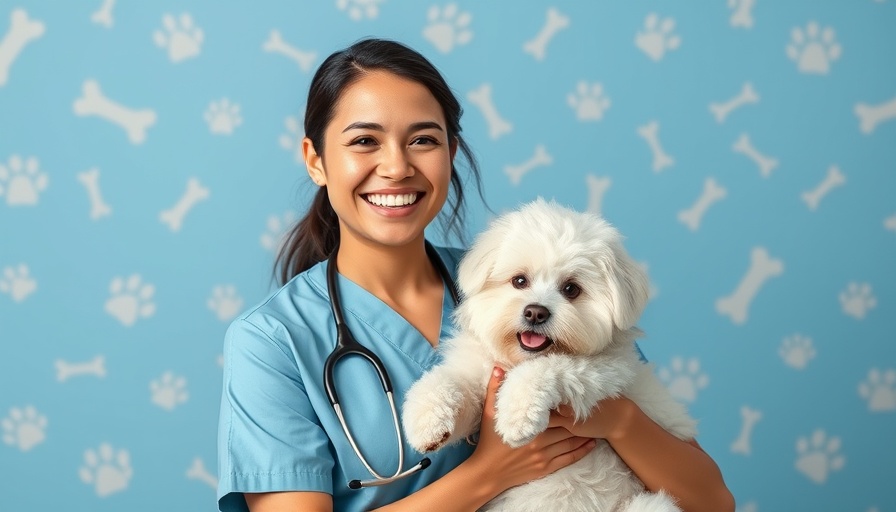 Ask Dr. Paola for Dog Health Advice feature with happy vet and fluffy dog.