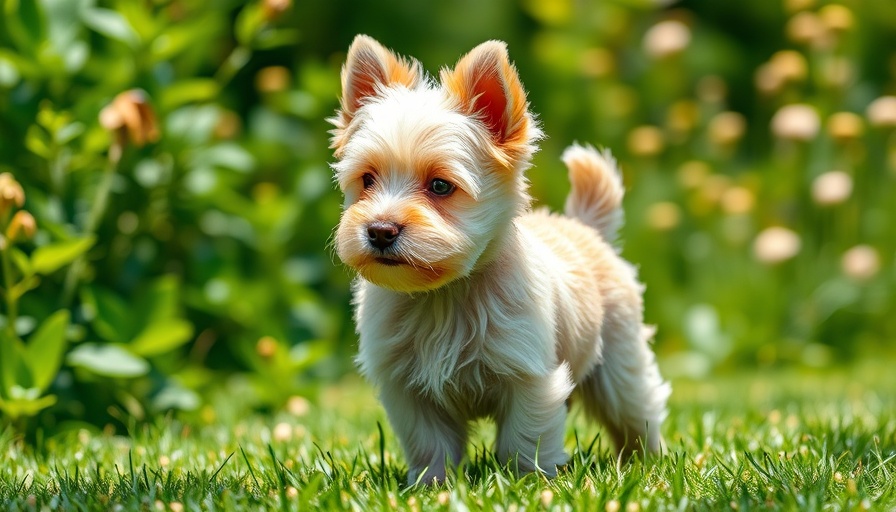 Playful Westie puppy in garden exploring.