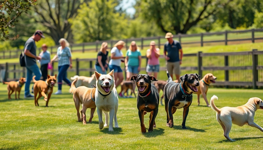 Interactive dog play at Skip School park with people and dogs.
