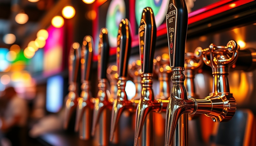 Shiny beer taps in a vibrant bar during ultimate party ski trip.