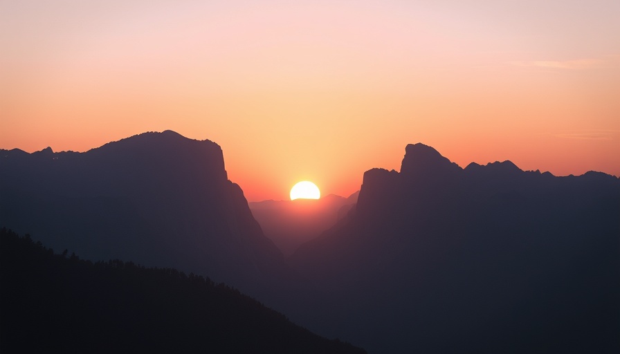 Serene sunset mountain landscape with pastel sky