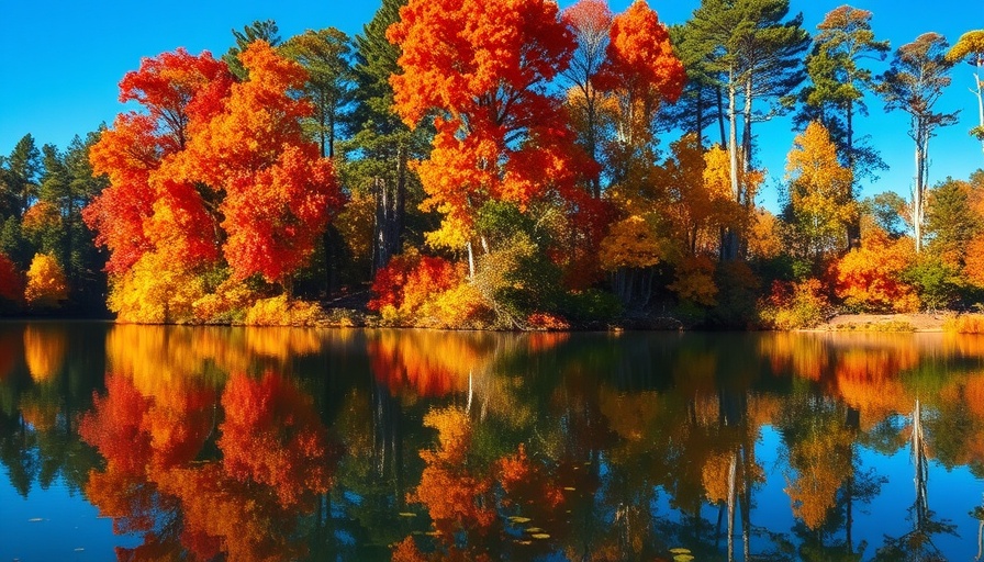 Serene lake with fall foliage - Best Places to Visit in November in the USA.