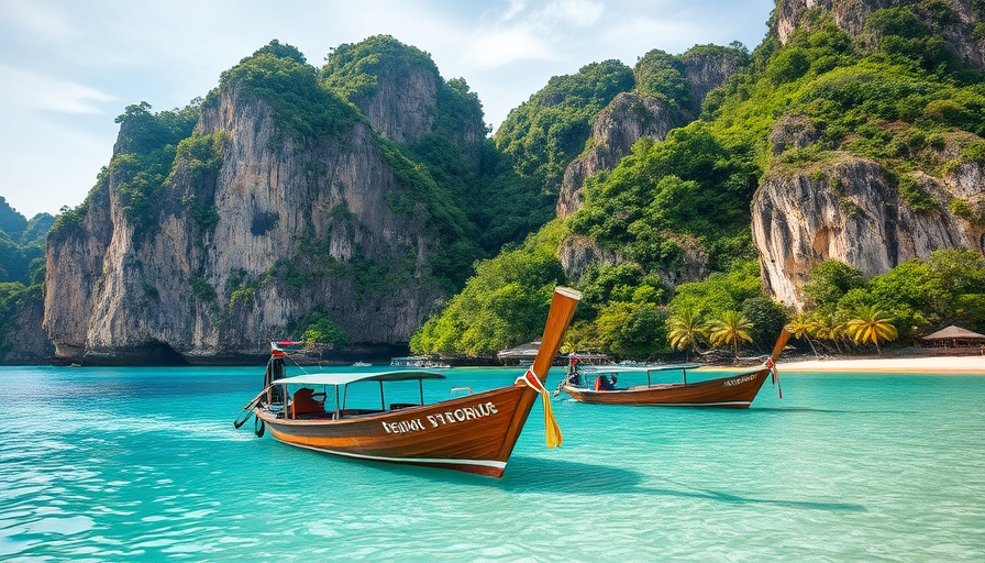 Scenic view of Thailand's limestone cliffs and turquoise waters.