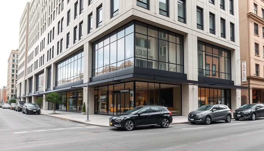 Modern building with cars in urban area, custom-made Barong.