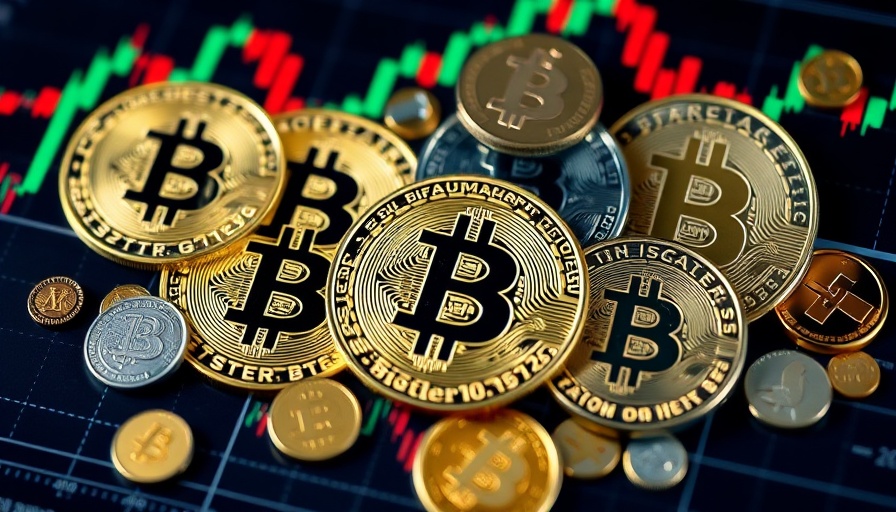 Various cryptocurrency coins on trading chart showing Solana ETF approval trend.