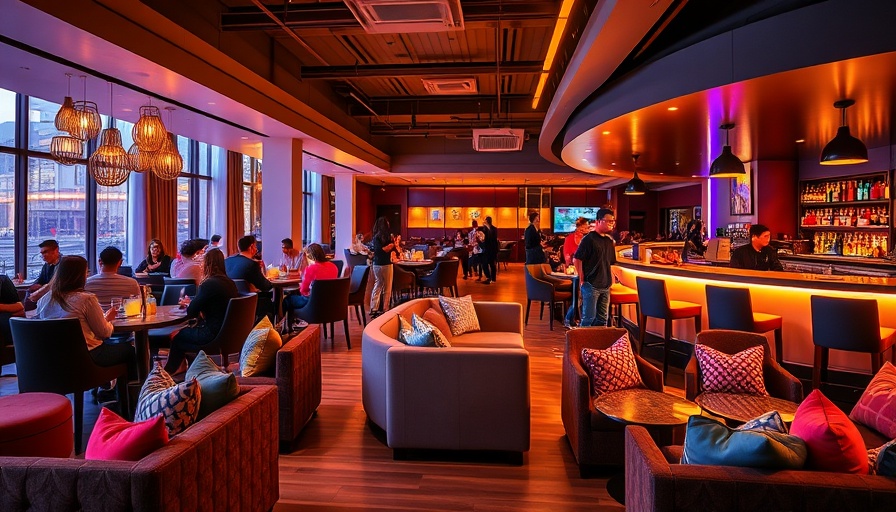 Modern hotel lounge with sleek bar and seating for hotel price guarantees