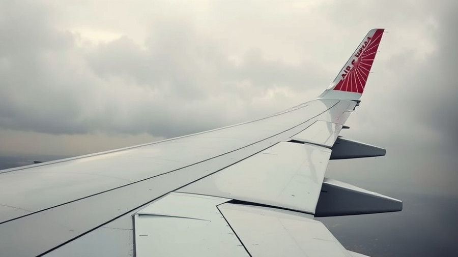 Air India tail wing with logo in overcast sky