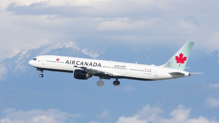 Air Canada airplane soaring through a clear blue sky.