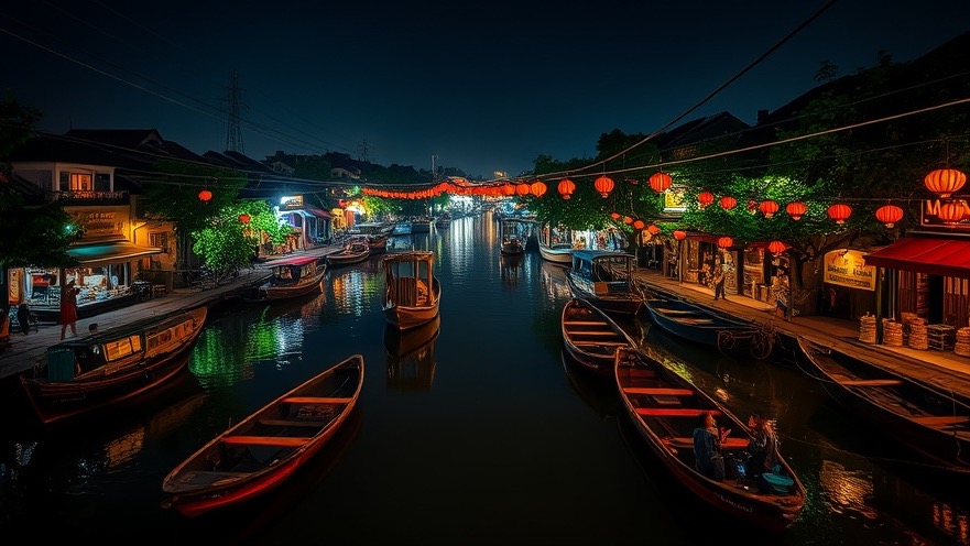 The beauty of Hoi An, Vietnam at night with colorful boats and lanterns