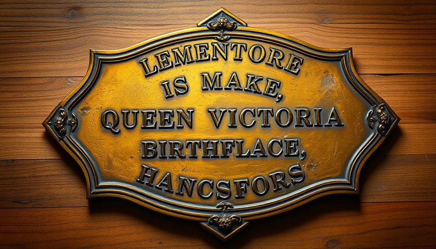 Vintage brass plaque marking Queen Victoria's birthplace.
