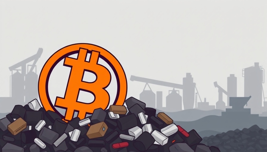 Bitcoin landfill case illustration with Bitcoin symbol in waste.