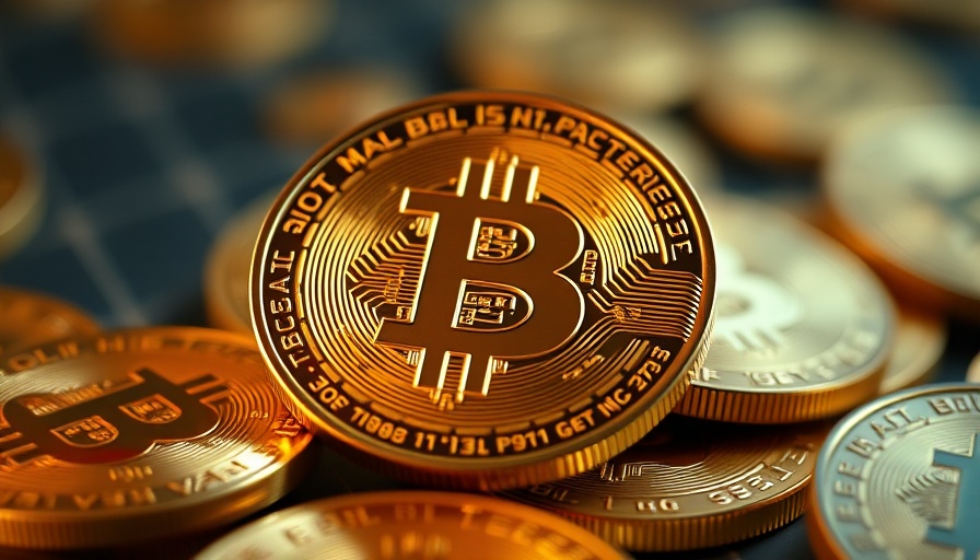 Close-up of Bitcoin coins symbolizing Dogecoin Cloud Mining concept.