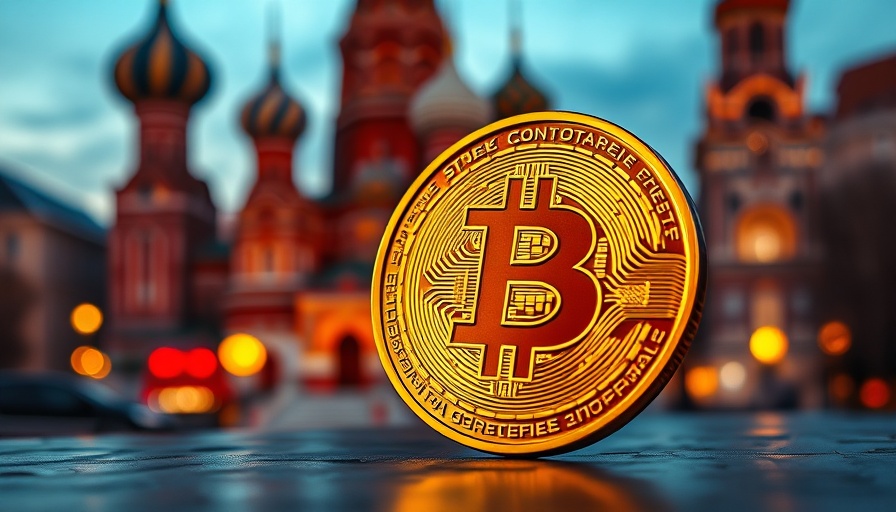 Bitcoin representing Russia cryptocurrency oil trade with blurred background.