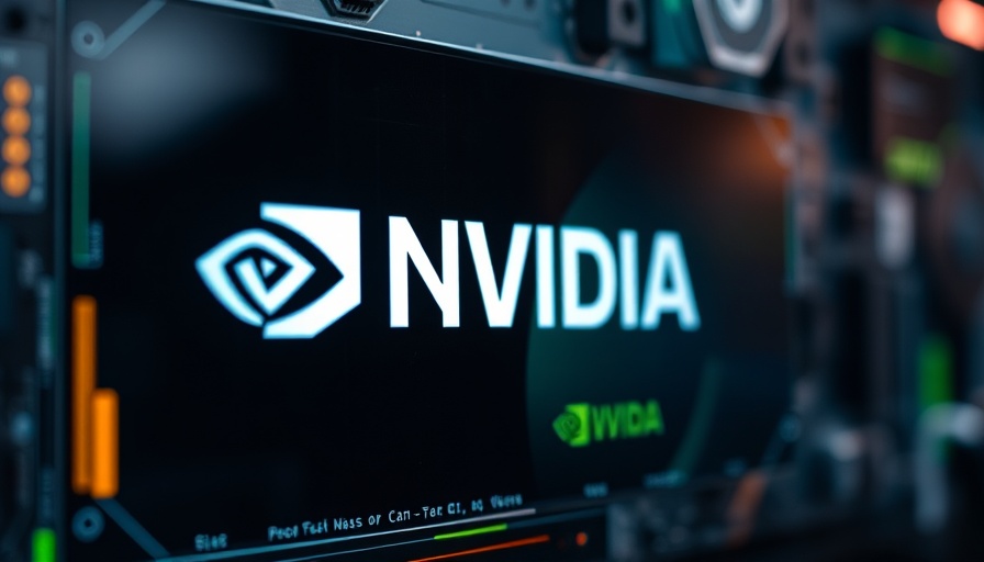 NVIDIA logo with blurred motherboard, showcasing AI innovations.