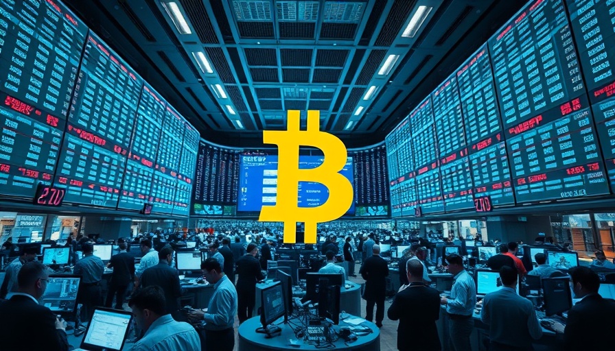Dynamic Wall Street cryptocurrency investment scene with Bitcoin.