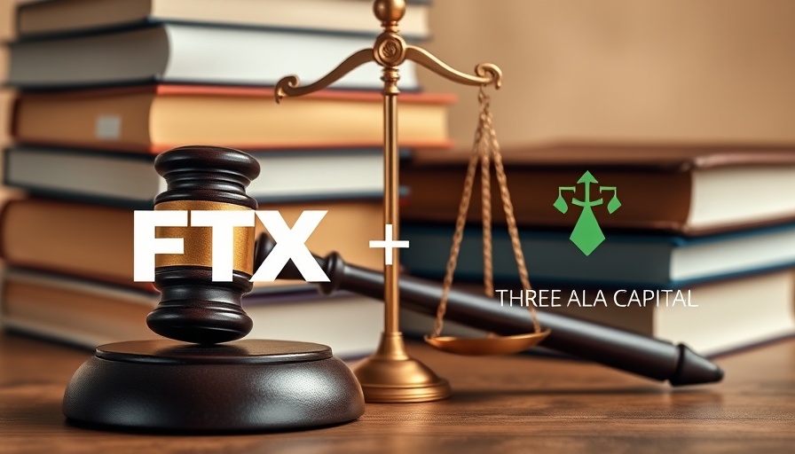 Legal symbols with FTX and Three Arrows Capital logos.