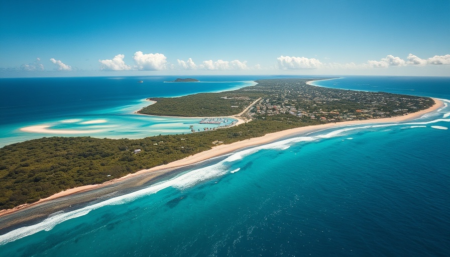 Aerial view of Grand Cayman's hidden gems: beaches and turquoise ocean.