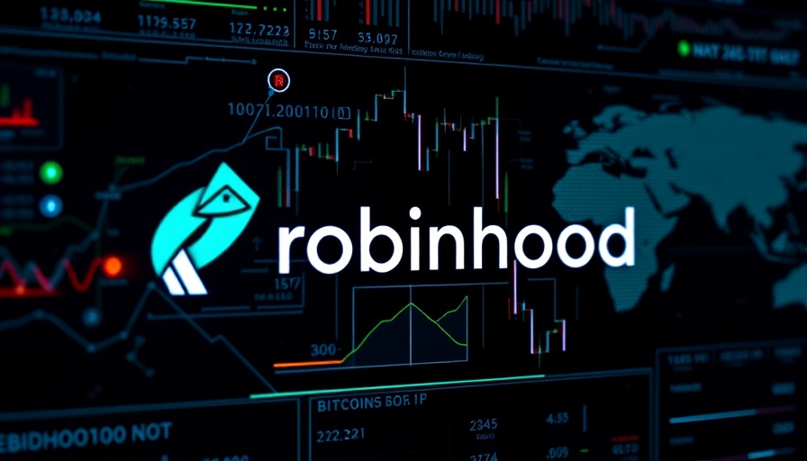 Robinhood prediction market concept with graphs and Bitcoin symbols.
