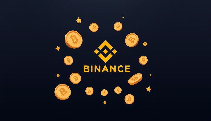 Graphic of Binance logo with currency and coins for crypto trading