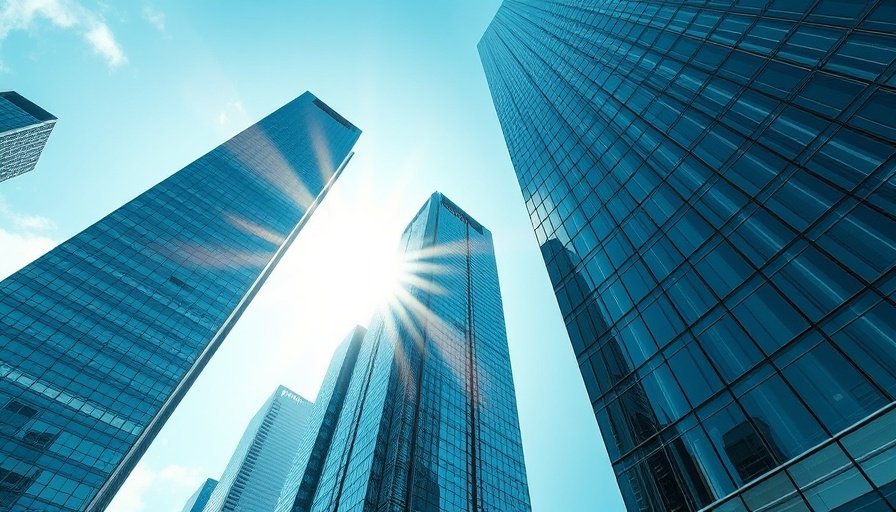 Skyscrapers and blue sky representing SoFi Technologies investment strategy.