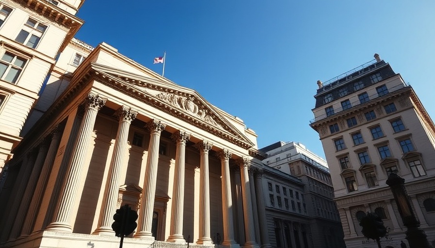 Bank of England's neoclassical facade, rates remain unchanged.