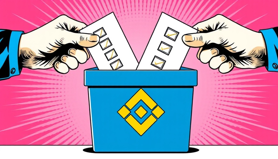 Binance Vote to List Initiative artwork with ballot box and voting papers.