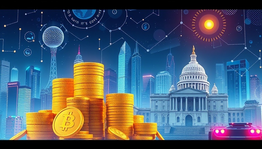 Futuristic illustration of cryptocurrency investments and government funds