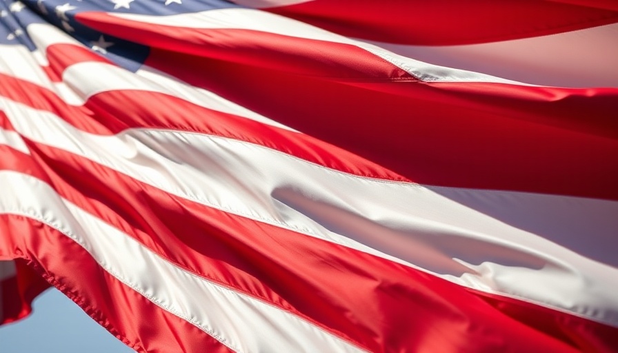 Vibrant flowing American flag symbolizing Federal Reserve decisions on cryptocurrency.
