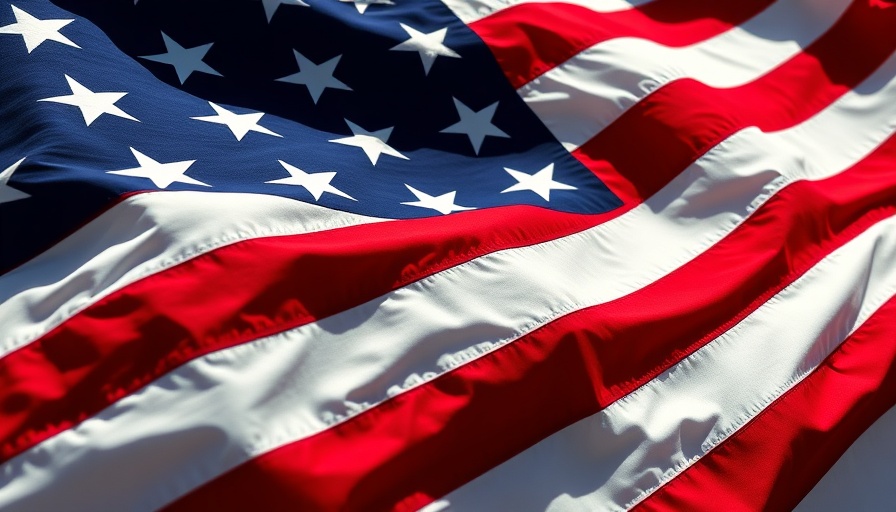 Vibrant American flag waving in sunlight, highlighting stars and stripes.