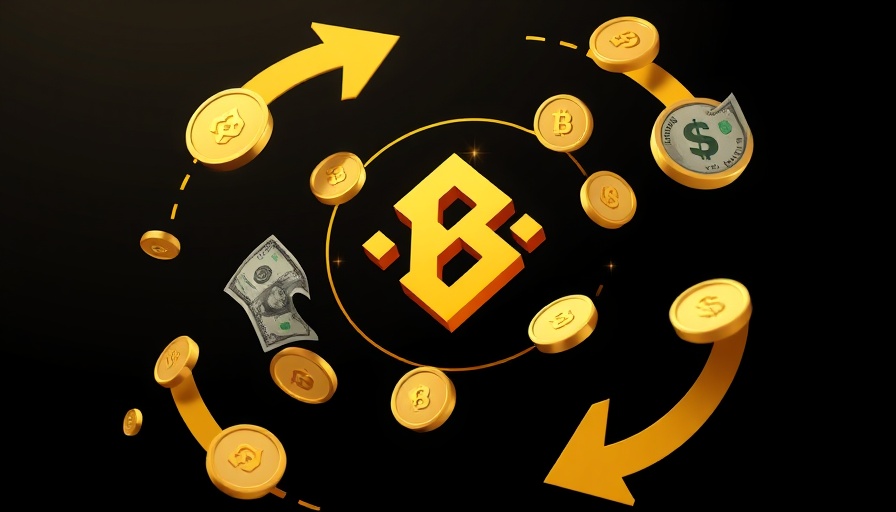 Binance cryptocurrency trading concept with coins and dollar bill
