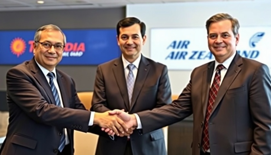 Air NZ and Air India executives shaking hands, codeshare partnership