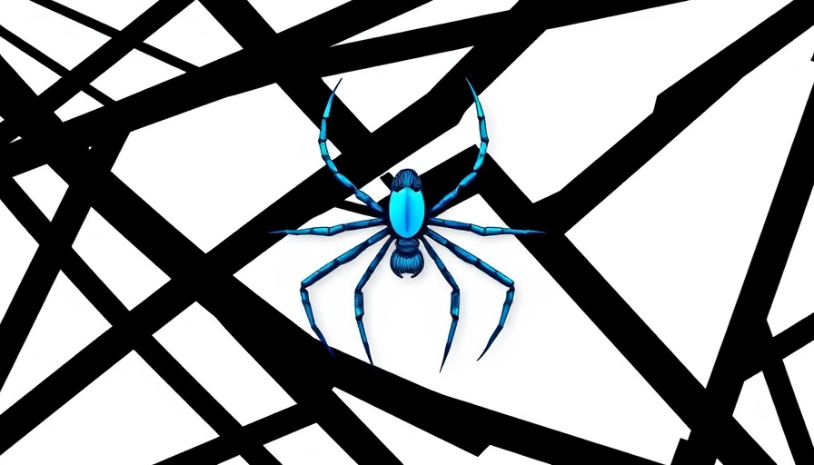 Abstract design with zigzags and blue spider; RWA platforms security vulnerabilities symbol.