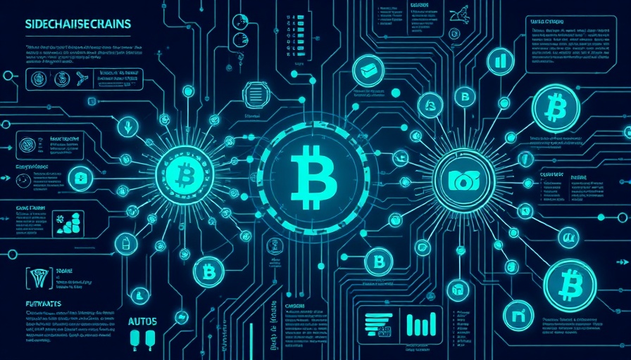 Cryptocurrency Trading Insights: futuristic infographic on Bitcoin growth and sidechains.