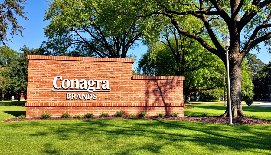 Conagra Brands outdoor sign in park; focus on dividend yield.
