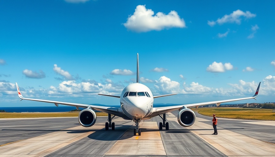 Direct flights to Seychelles: airliner taxiing at airport.