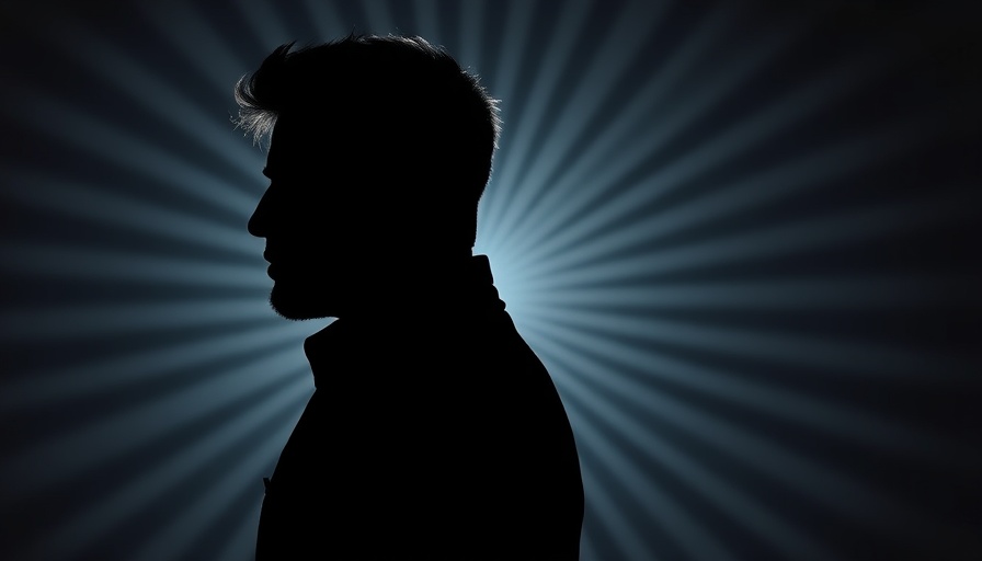 Silhouette of a man with a radial background representing disapproval