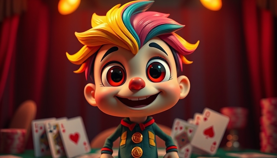 Colorful Popit Games character in front of prize display for 2025 tournament.