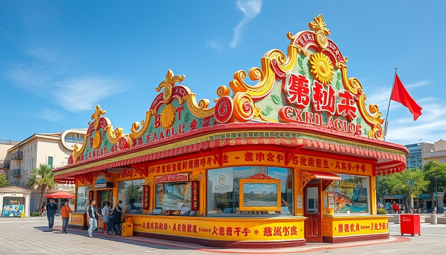 Vibrant Macao exhibition booth showcasing cultural displays.