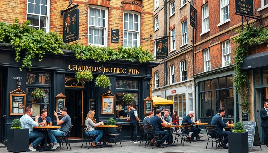 People enjoying a sunny day outside a pub in Hackney.