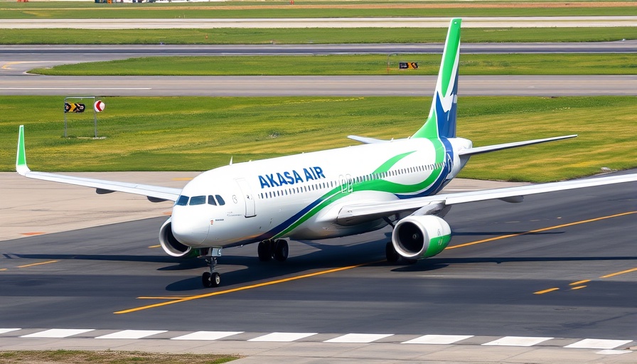 Akasa Air airplane on a runway, depicting priority check-in and baggage handling service.