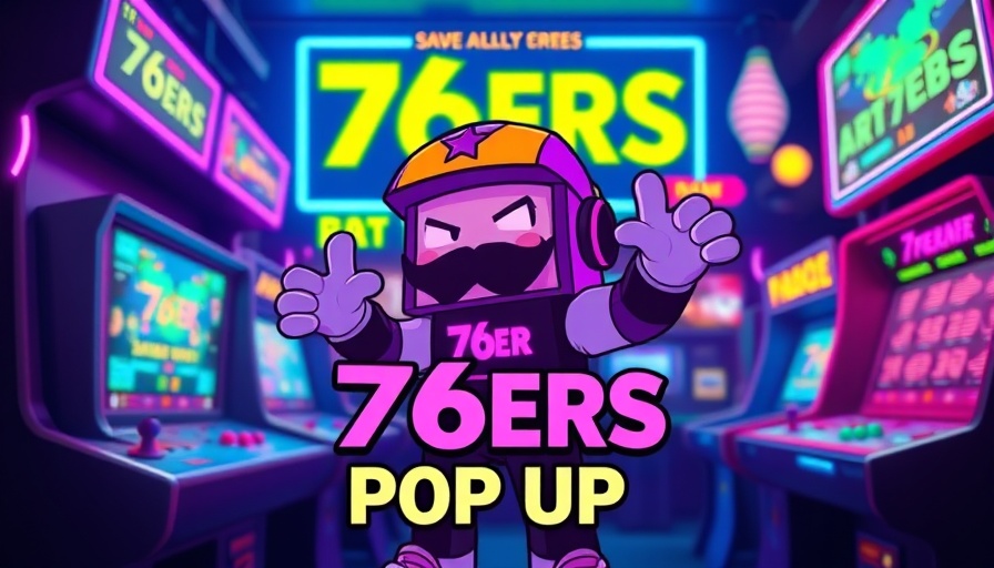 Philadelphia 76ers Spectrum Showdown mini-game event poster with pixel art.