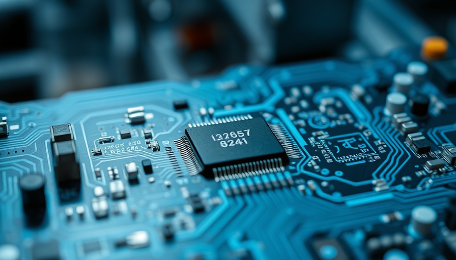 Intricate electronic circuit board with microchips, Wolfspeed relevance.