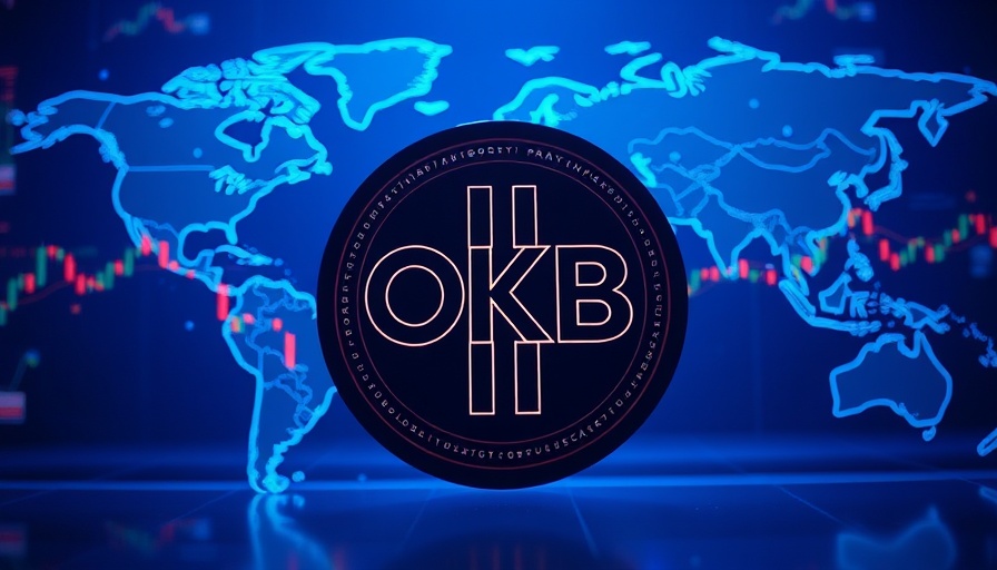 Futuristic OKB logo with charts, symbolizing OKB price prediction 2025-2030.
