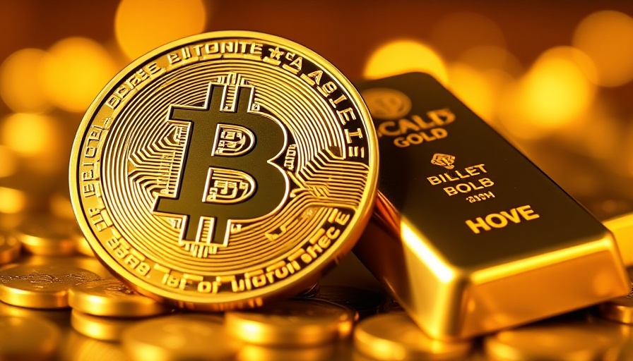 Close-up of Bitcoin and gold bar representing gold tokenization and Bitcoin adoption.