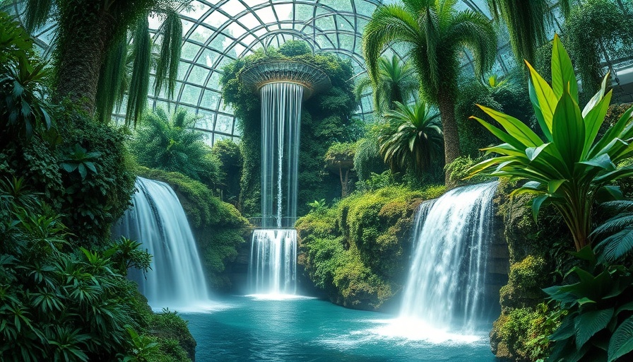 Breathtaking waterfall at Changi Airport with lush greenery.