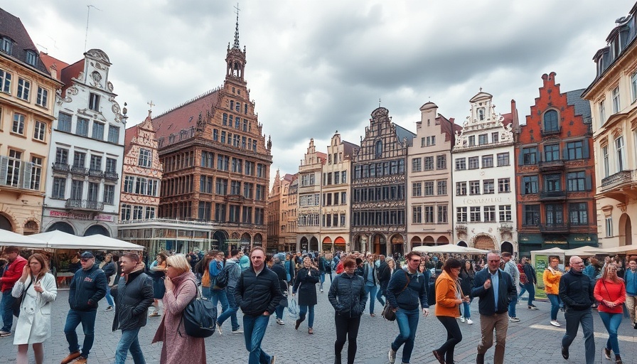 City square in Prague with tourists and historic buildings.