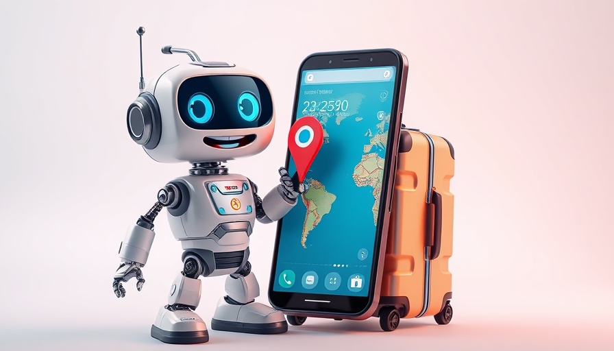 AI transforming travel experiences with a robot and smartphone